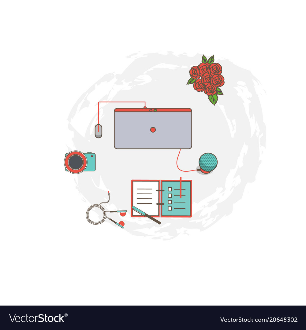 Workplace flat style computer a technique