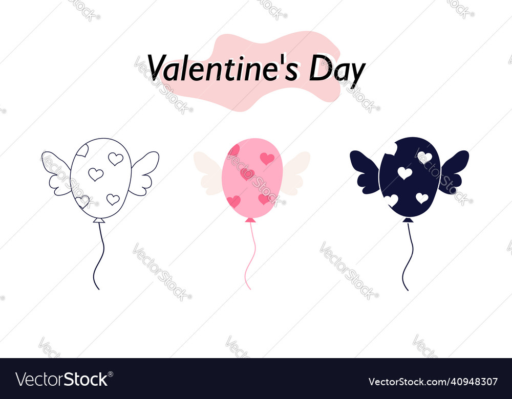 A balloon with angel wings and hearts in color