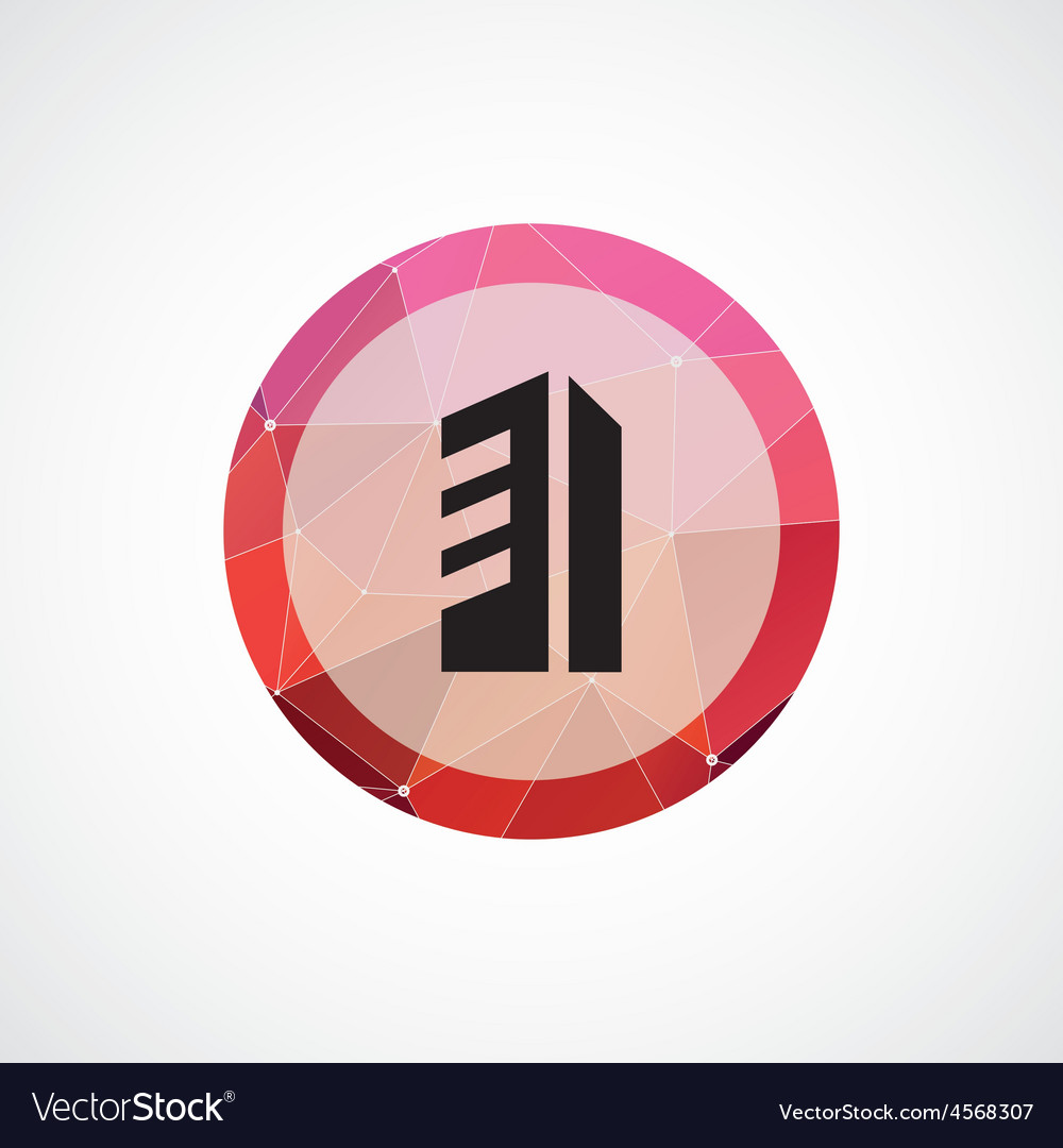 Building circle pink triangle background icon