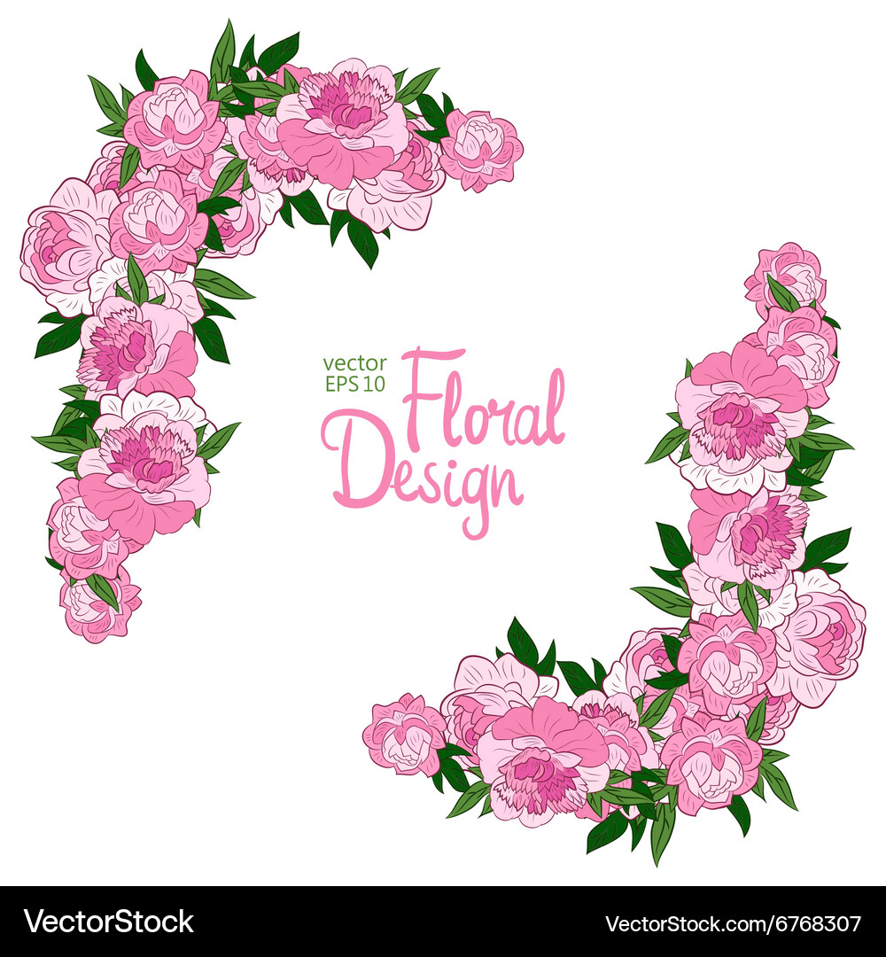 Corner with peonies Royalty Free Vector Image - VectorStock