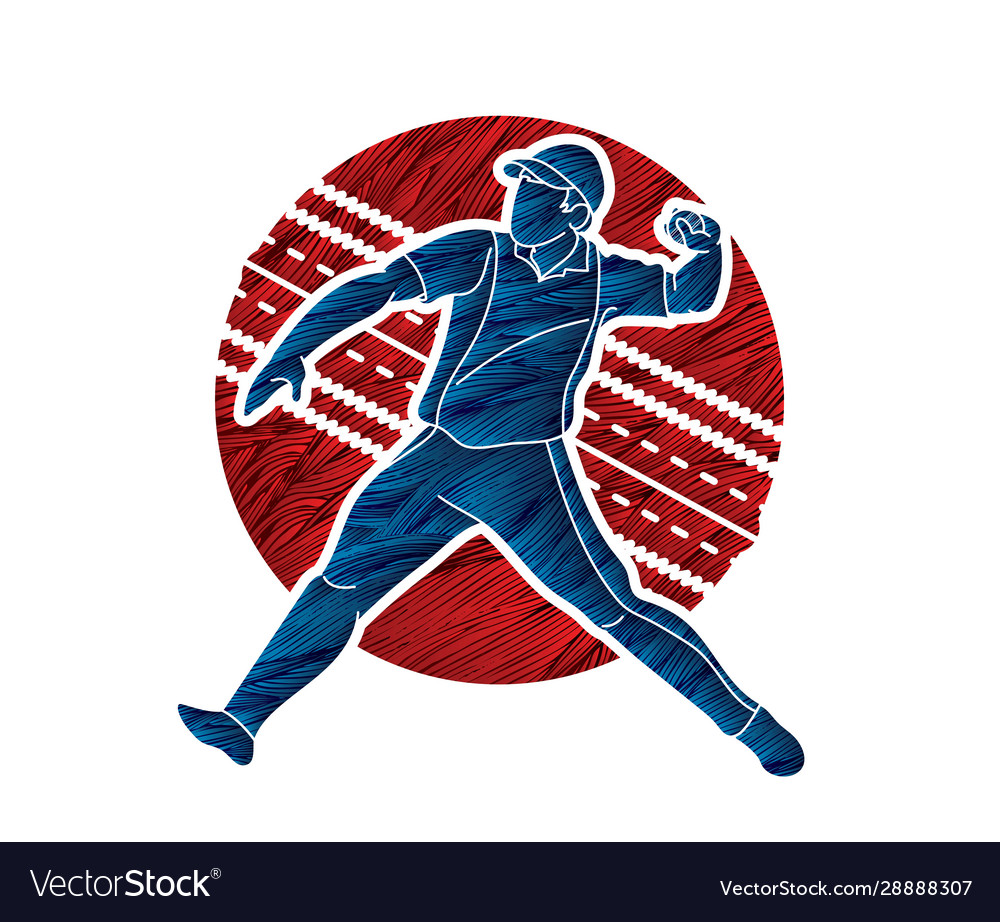 Cricket player action cartoon sport graphic Vector Image