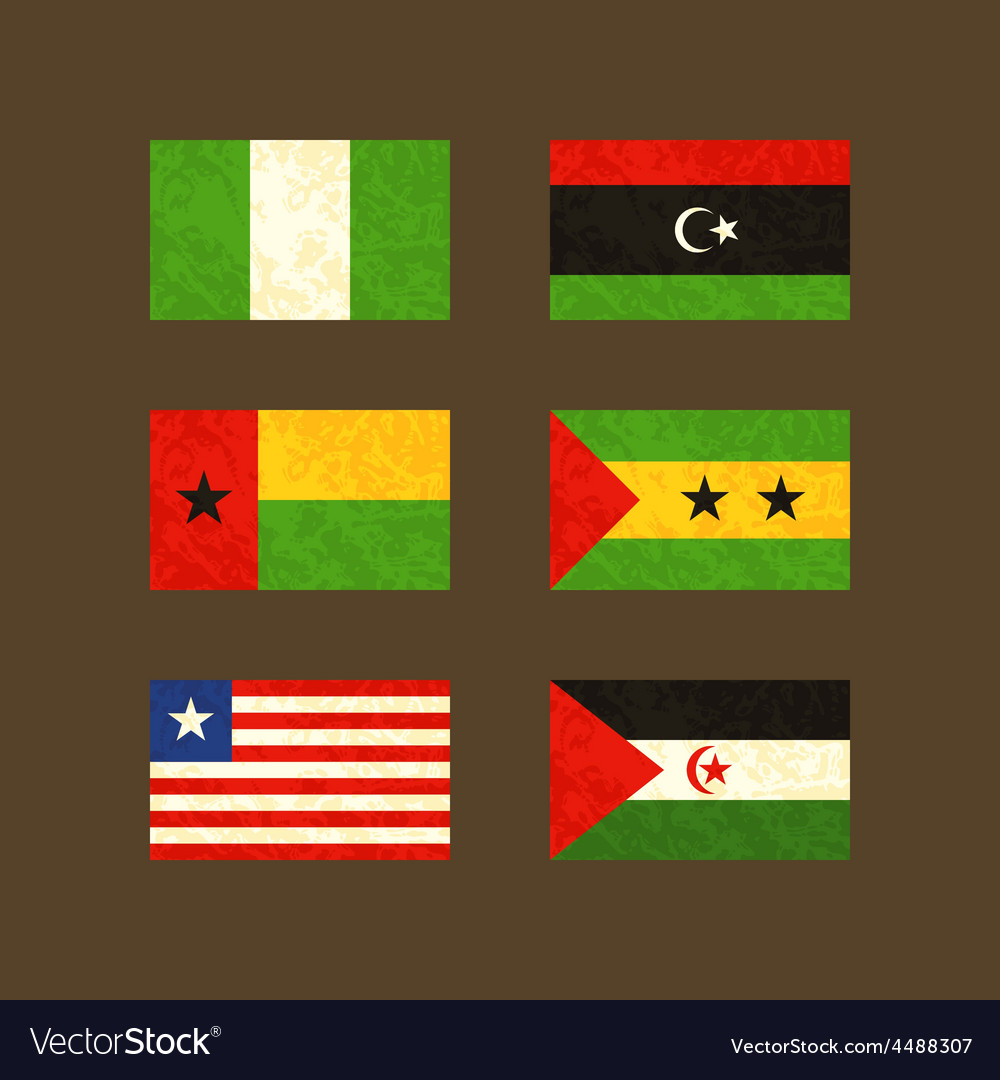 Flags of nigeria libya guinea-bissau sao tome Vector Image