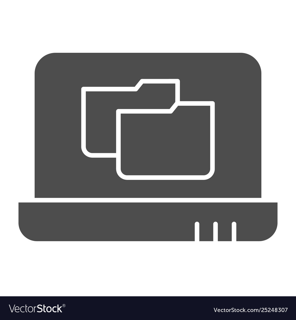 Laptop folder solid icon file on notebook