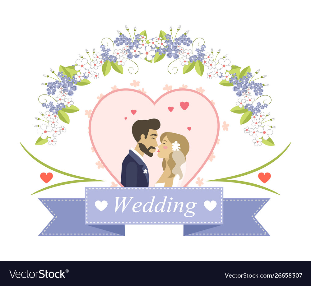 Newlyweds characters wedding holiday card