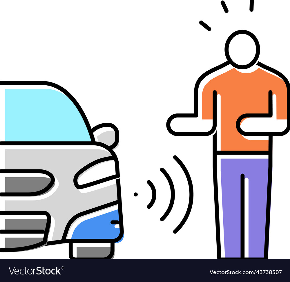 Pedestrian Sensor Color Icon Royalty Free Vector Image