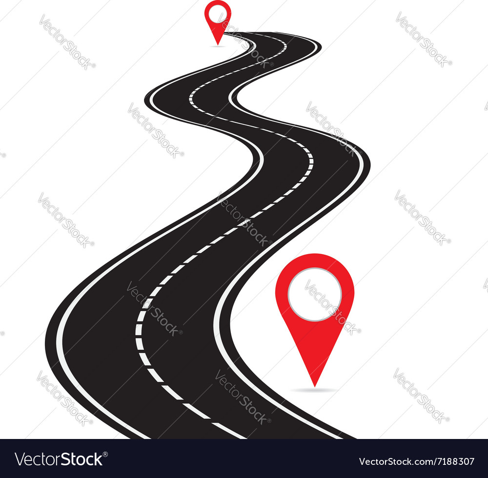 Perspective of curved road Royalty Free Vector Image