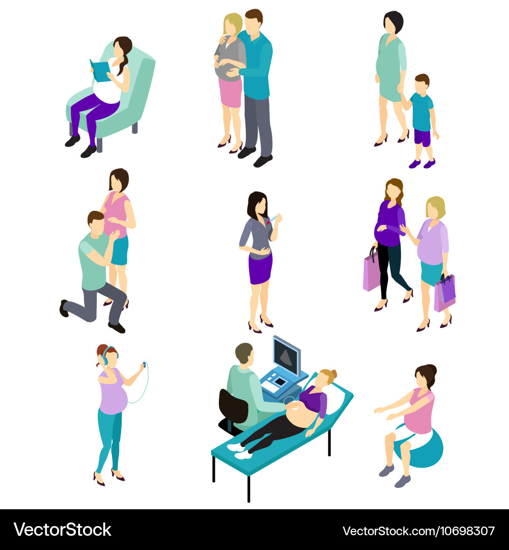 Pregnancy Isometric Set Royalty Free Vector Image