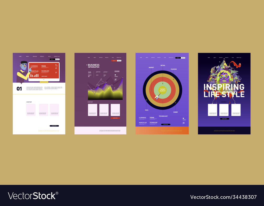 Presentation and website interface layout design Vector Image Presentation and website interface layout design