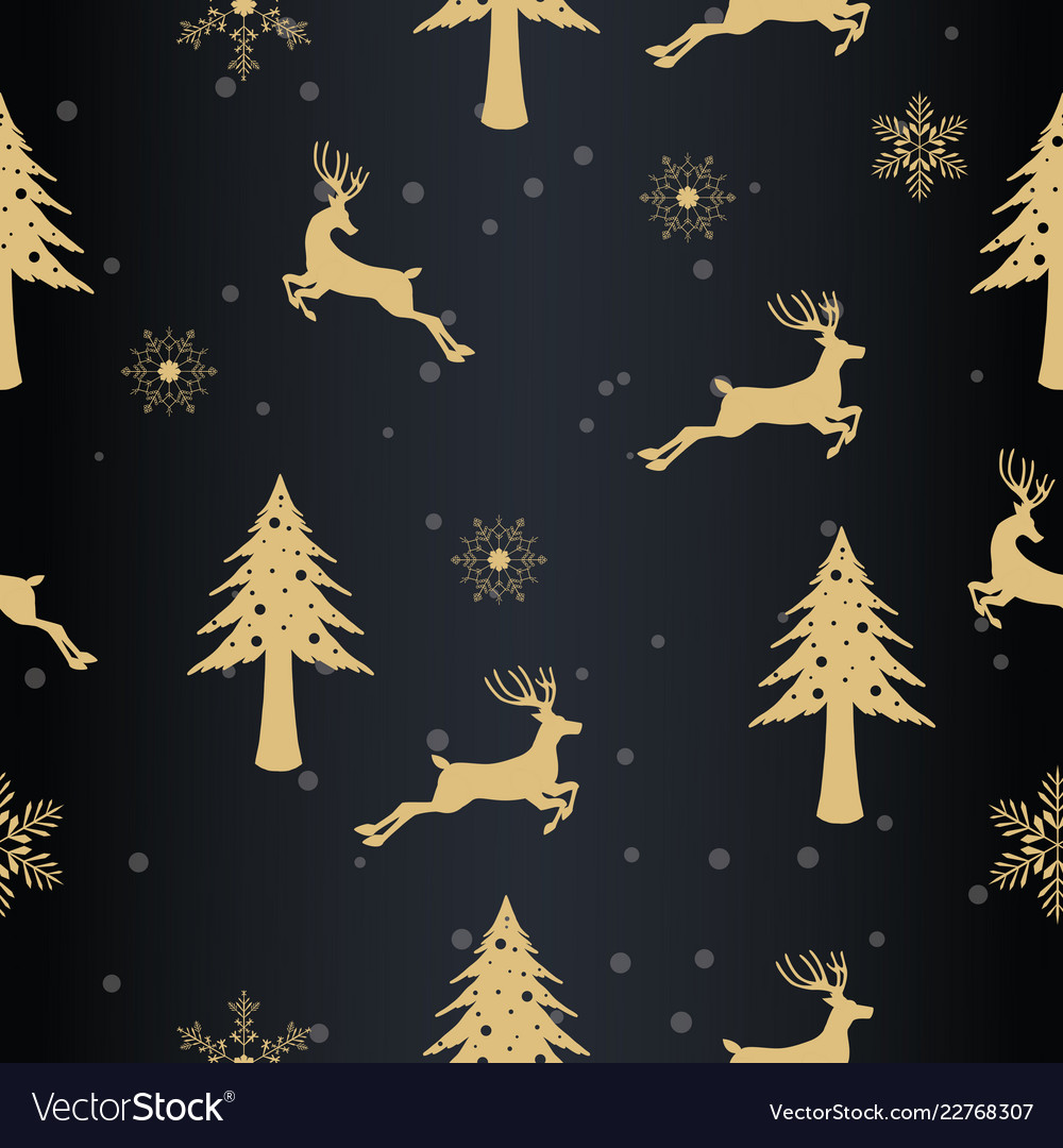Reindeer with gold christmas seamless