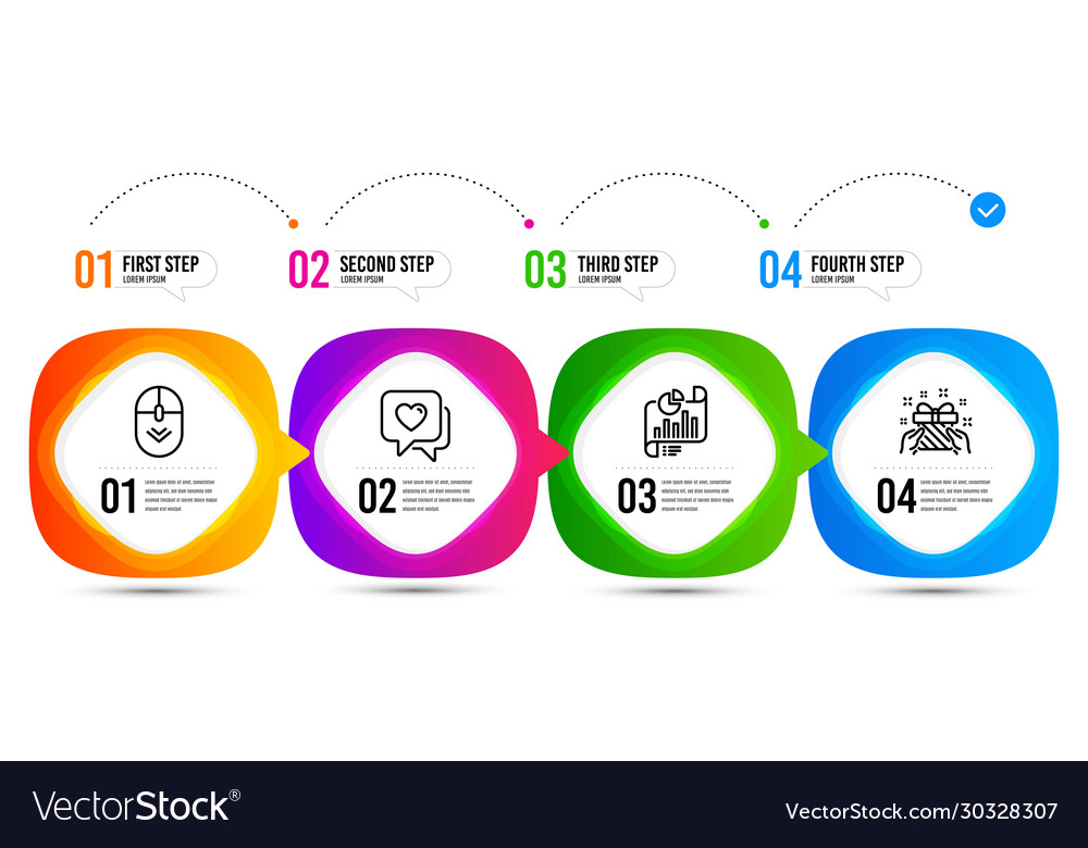 Scroll down heart and report document icons set vector image Scroll down heart and report document icons set