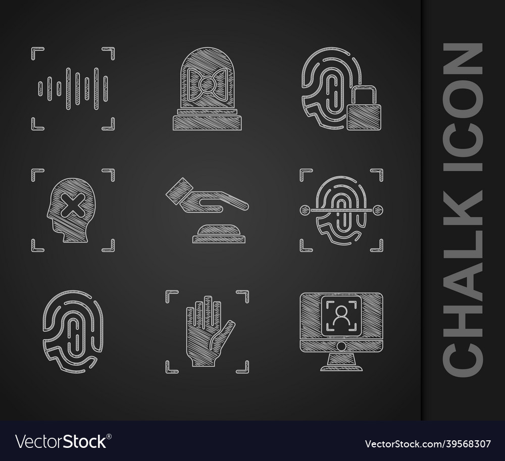 Set palm print recognition face fingerprint vector image Set palm print recognition face fingerprint