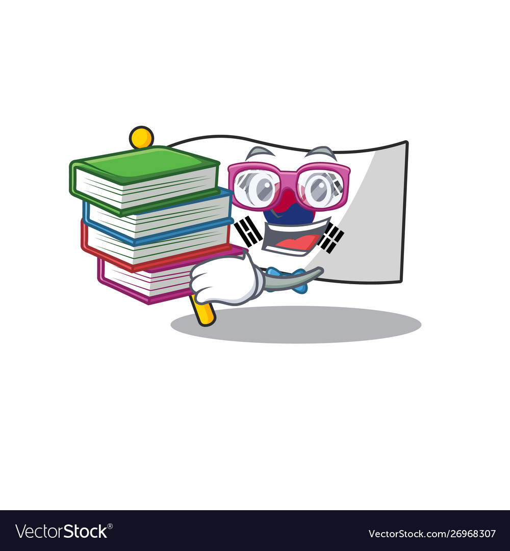 Student with book korean flag stored in character
