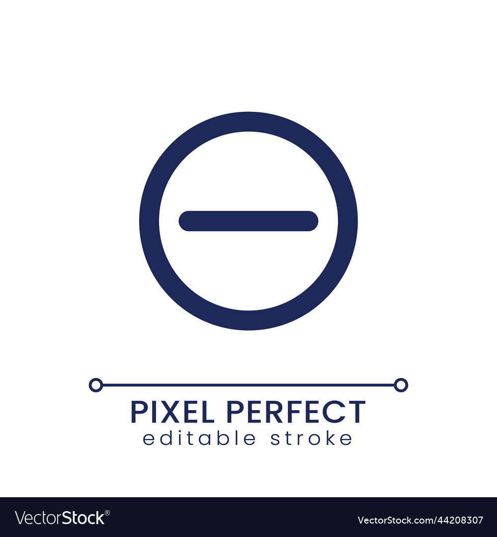 Subtraction button pixel perfect linear ui icon vector image Subtraction button pixel perfect linear ui icon
