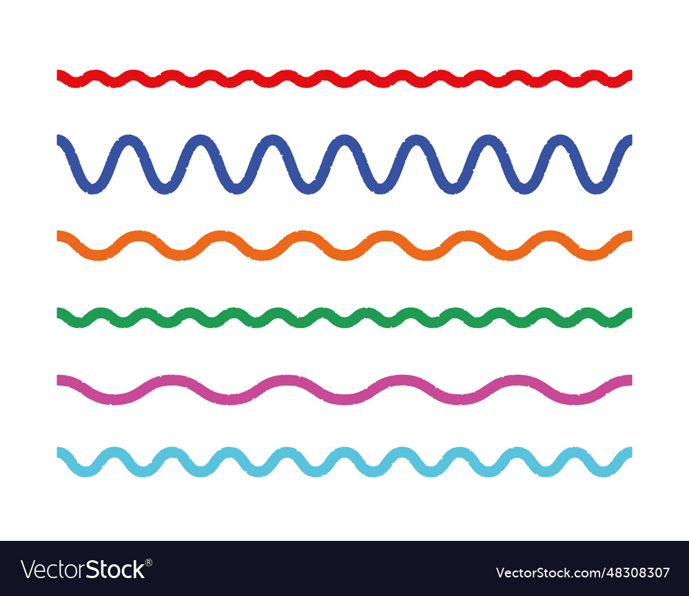 Wavy colorful line set in white background simple