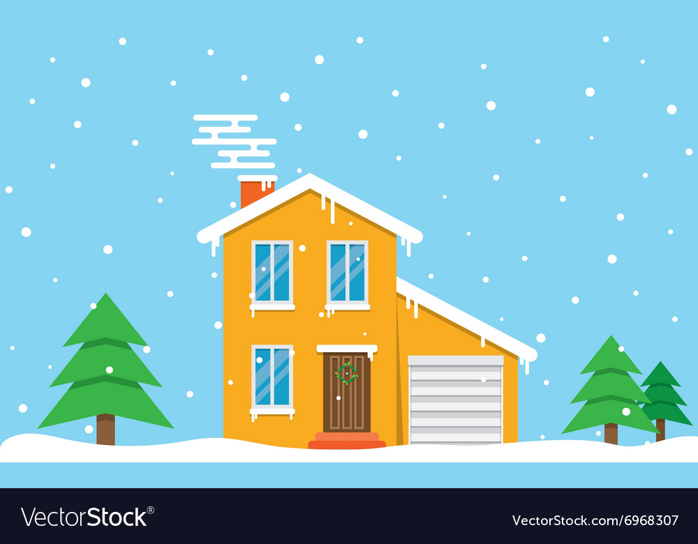 Winter house day family suburban home