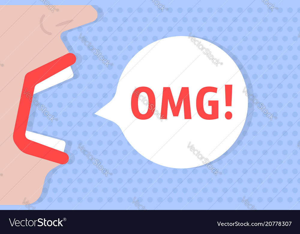 Woman emotion like omg speech bubble vector image Woman emotion like omg speech bubble