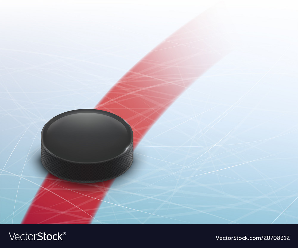 3d realistic hockey background with puck Vector Image