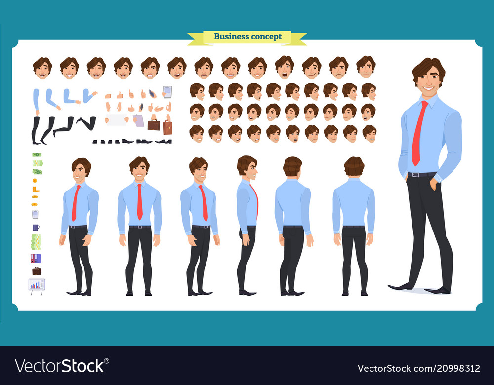 Businessman Character Set - Multiple Views