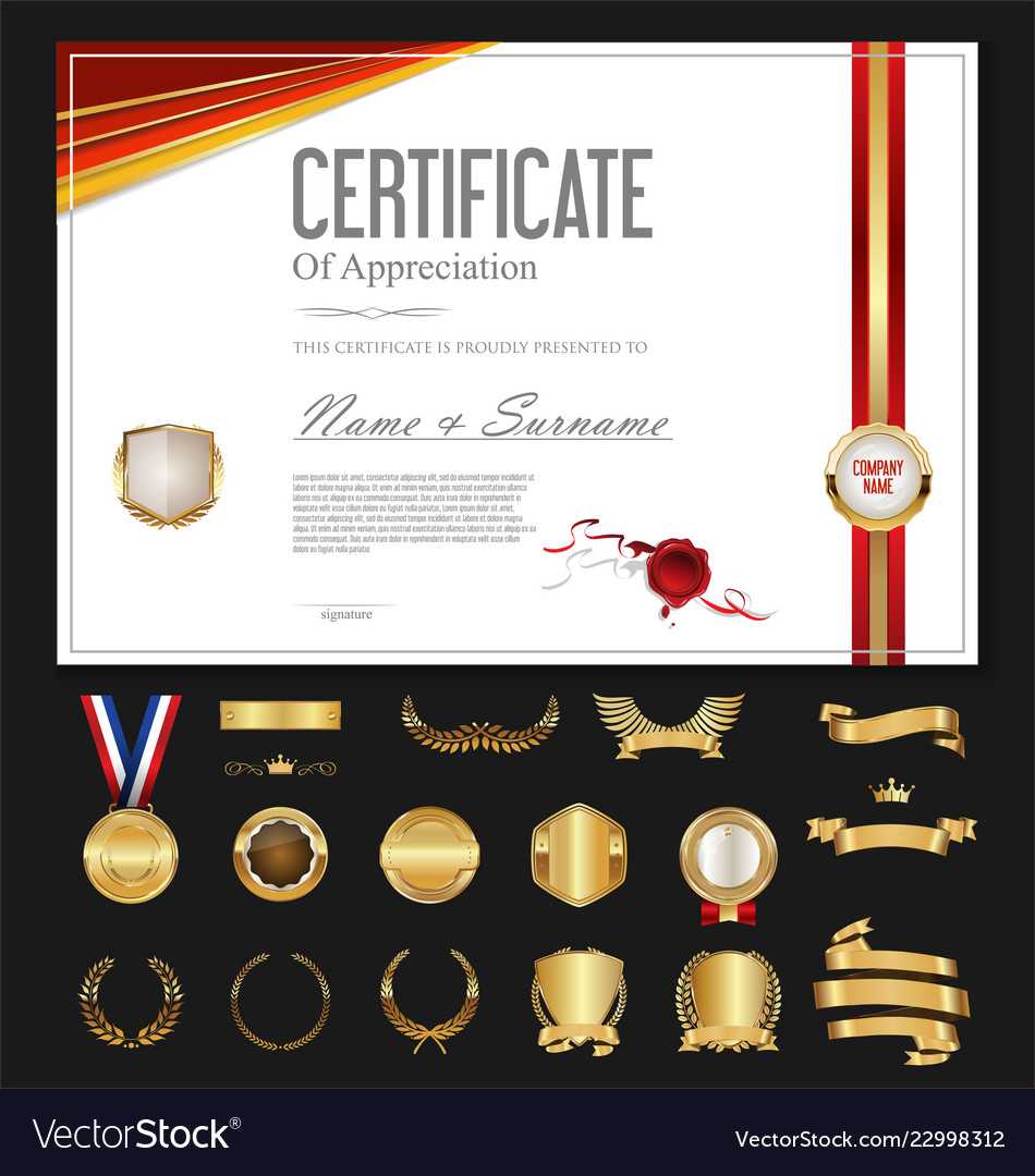 Certificate Or Diploma Retro Vintage Temlate With Vector Image