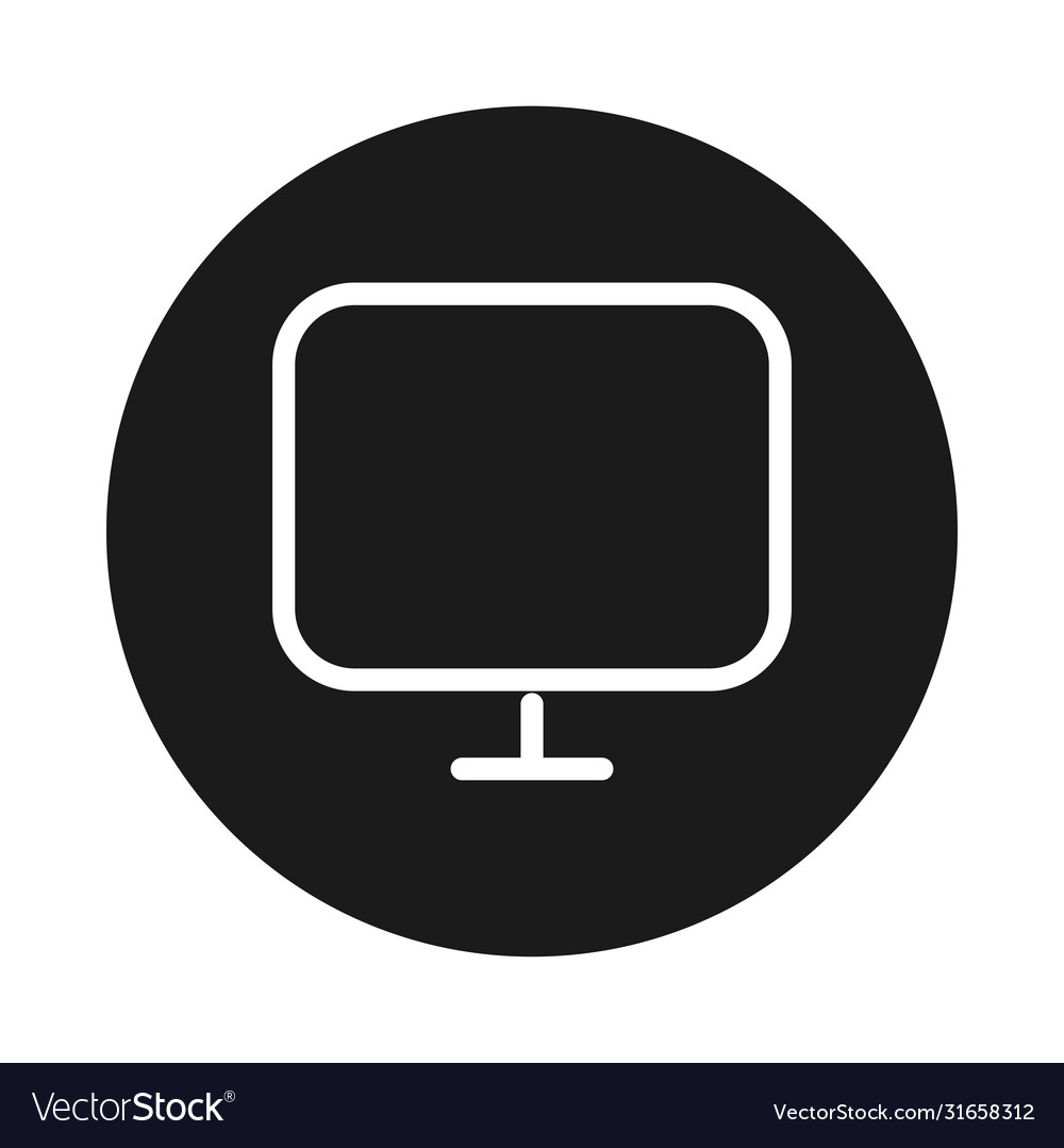 Computer monitor icon block style vector image Computer monitor icon block style