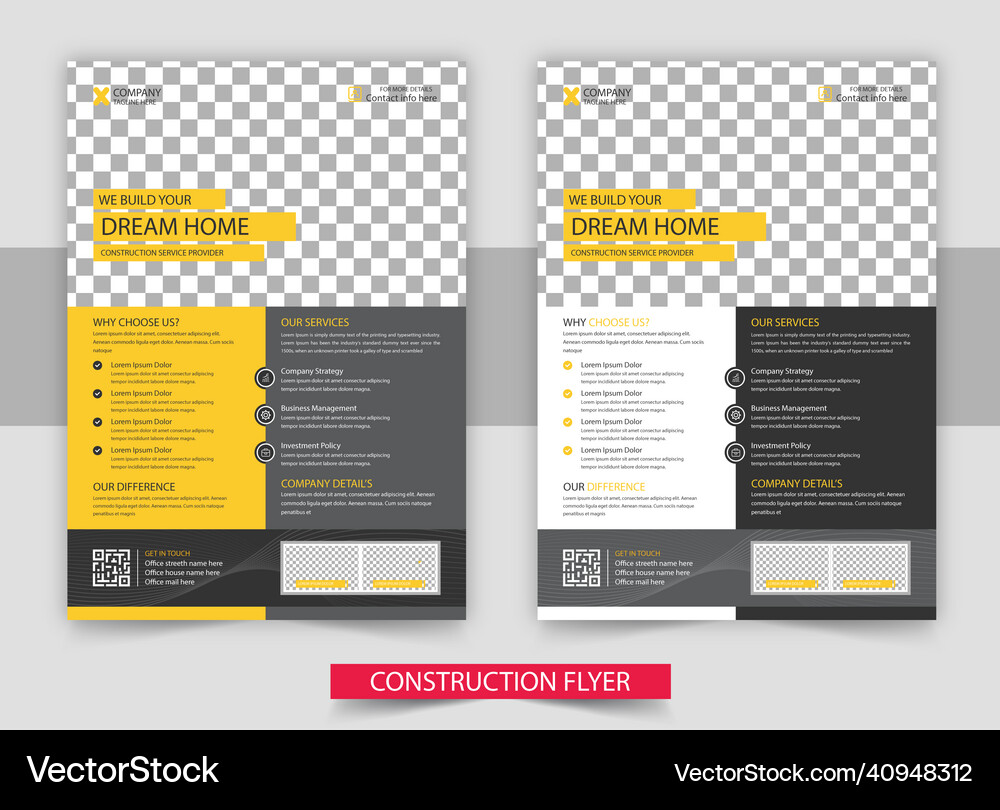Construction business flyer template Royalty Free Vector