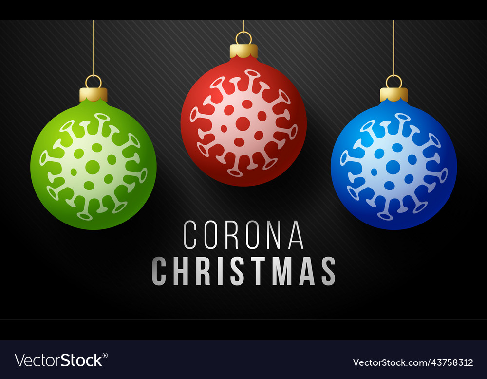 Corona christmas concept three xmas balls