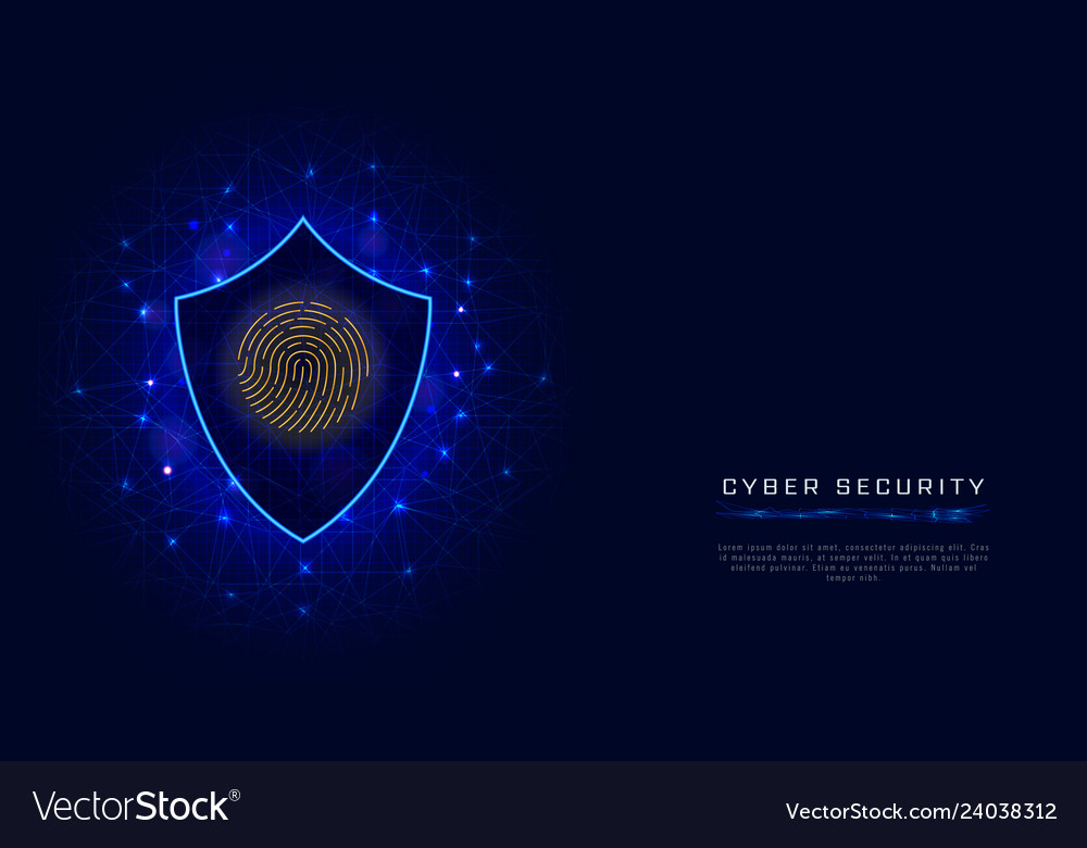 Cyber security concept shield with fingerprint vector image Cyber security concept shield with fingerprint