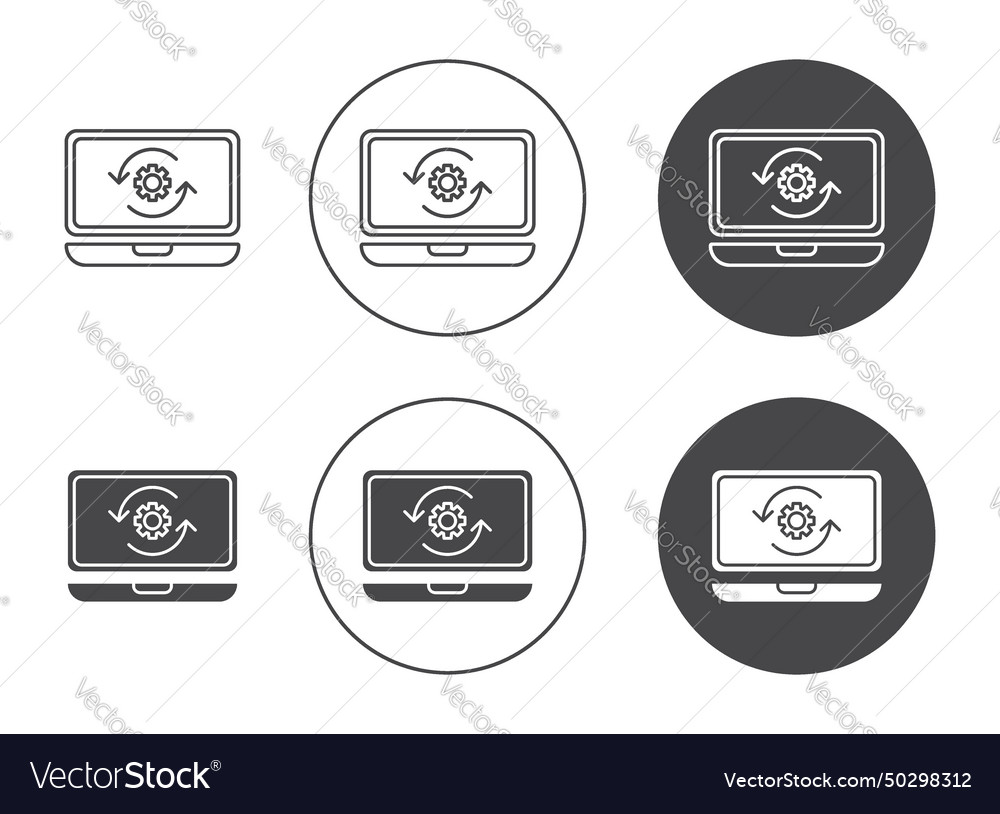 Data processing icon set laptop process