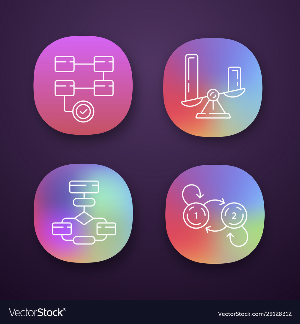 Diagram concepts app icons set activity vector image Diagram concepts app icons set activity