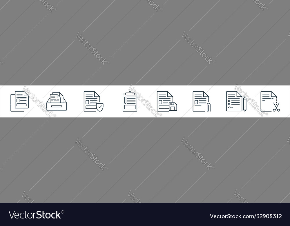Document line icons linear set quality