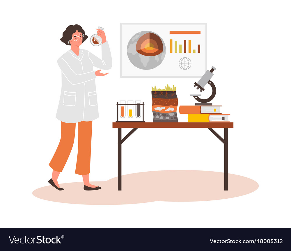 Geologist analyzing soil levels and composition Vector Image Geologist analyzing soil levels and composition