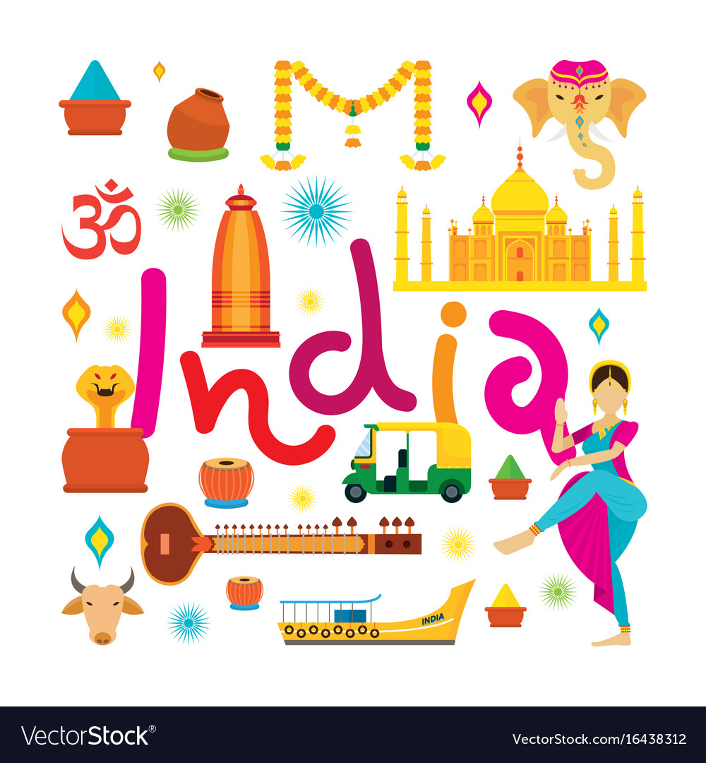 India travel attraction Royalty Free Vector Image