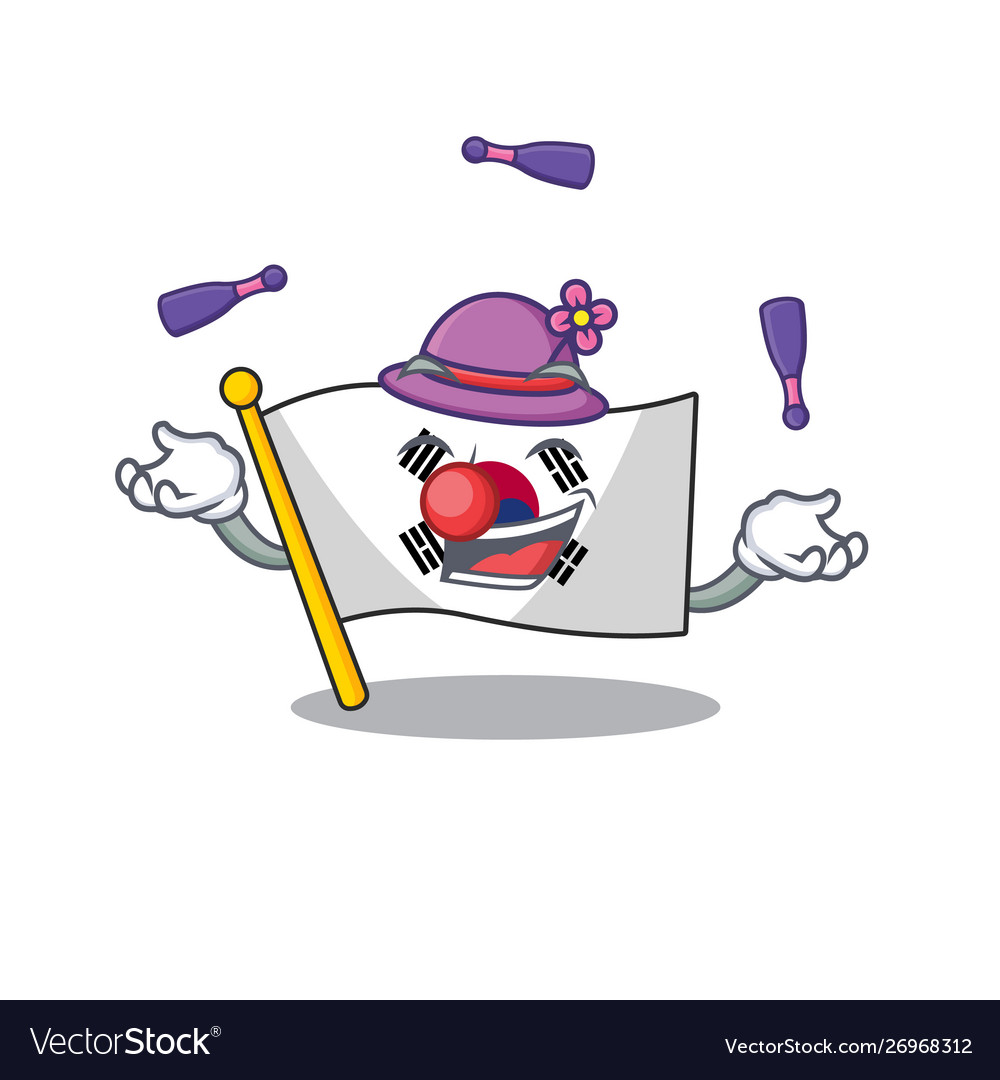 Juggling korean flag stored in character drawer vector image Juggling korean flag stored in character drawer