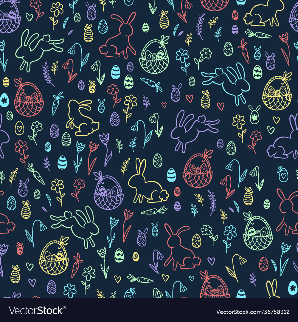 Lovely hand drawn easter seamless pattern cute