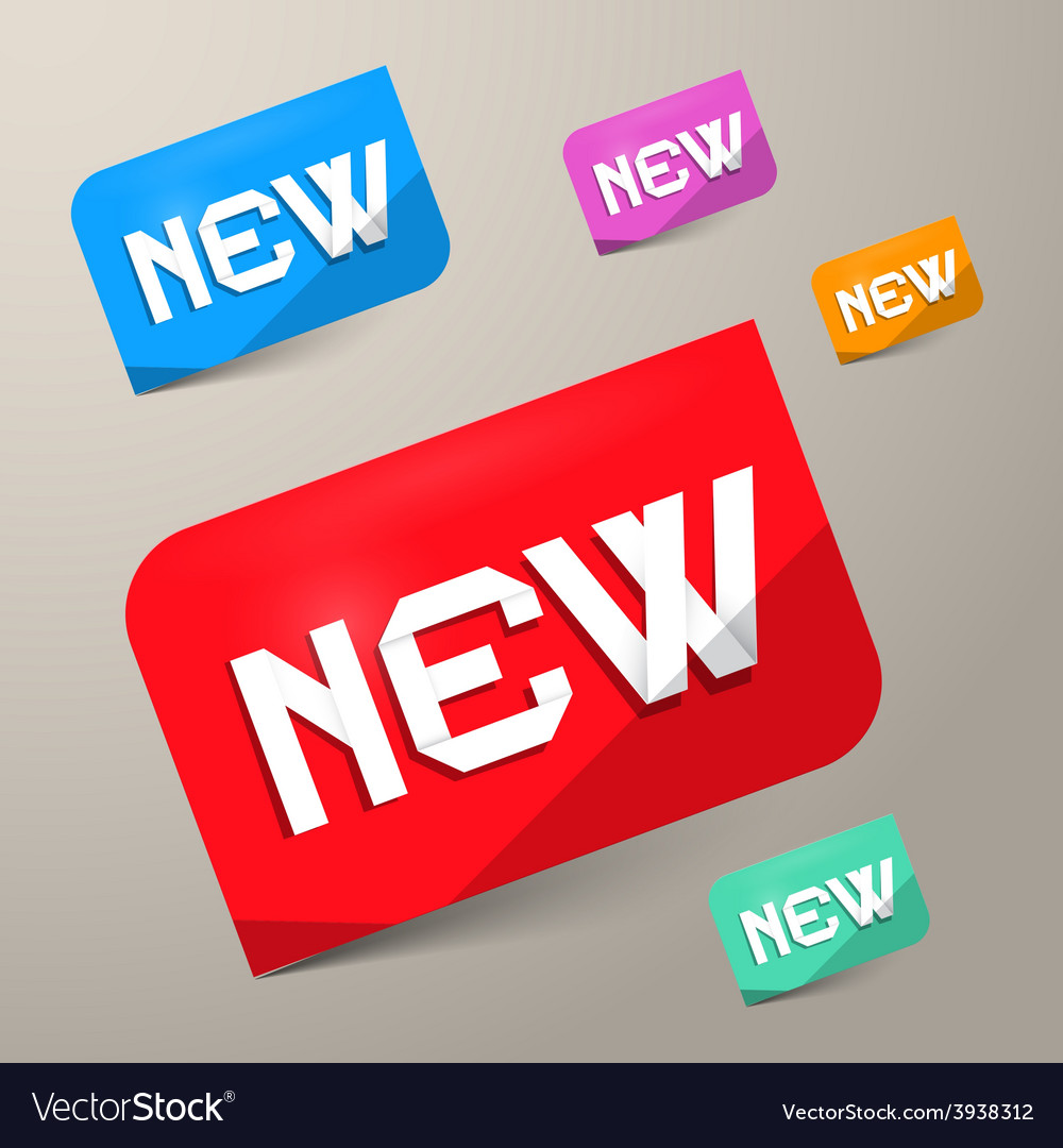 Paper colorful labels set with new title