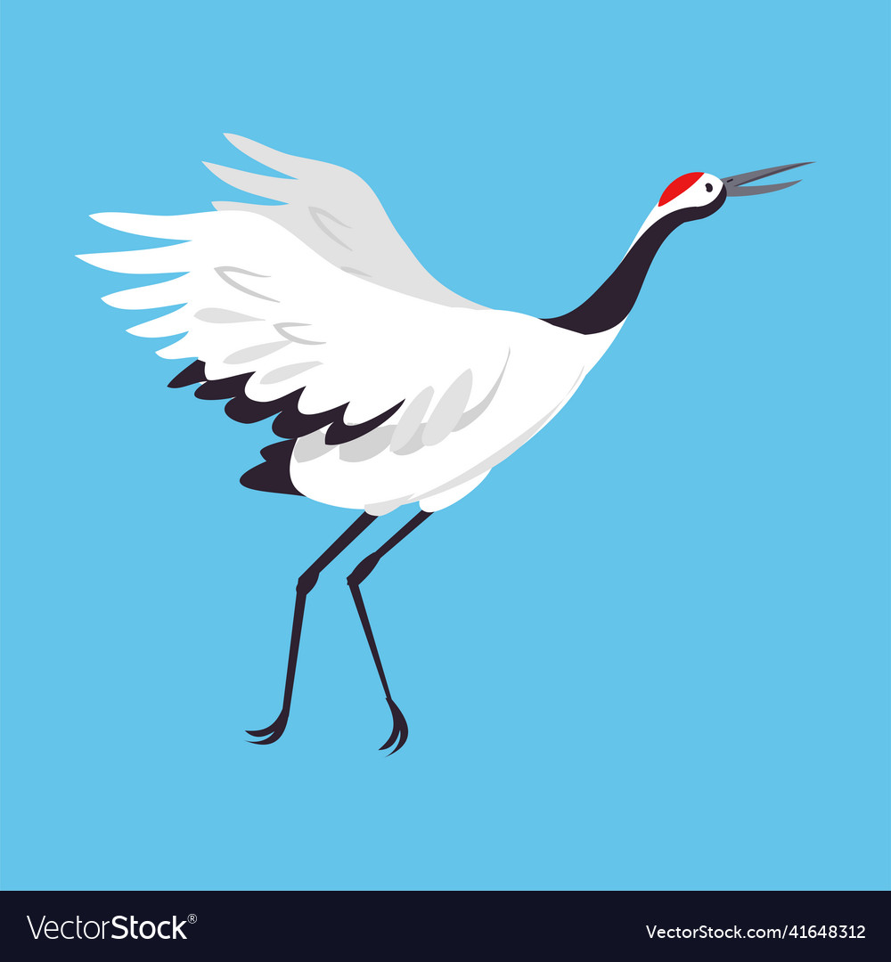 Red crowned crane as long-legged and long-necked Vector Image