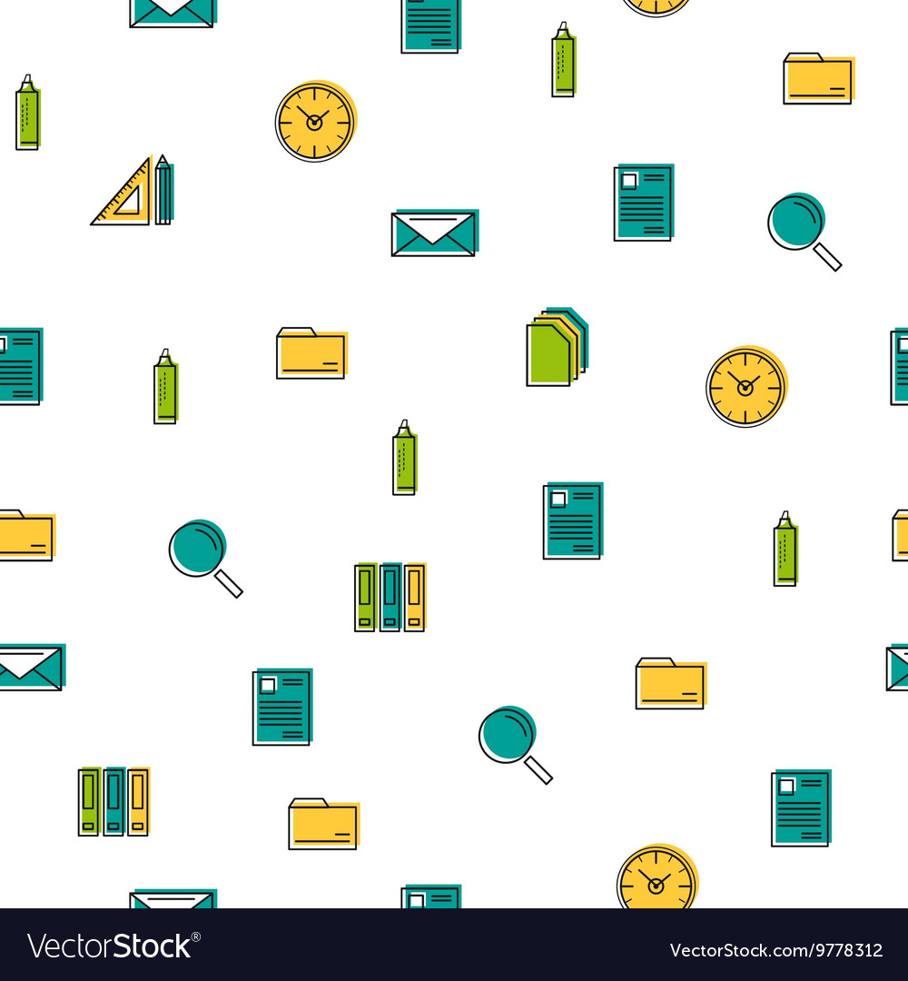 Seamless pattern - office thin line icons