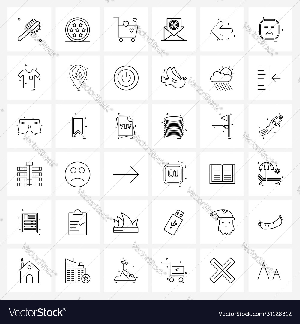 Set 36 simple line icons direction message