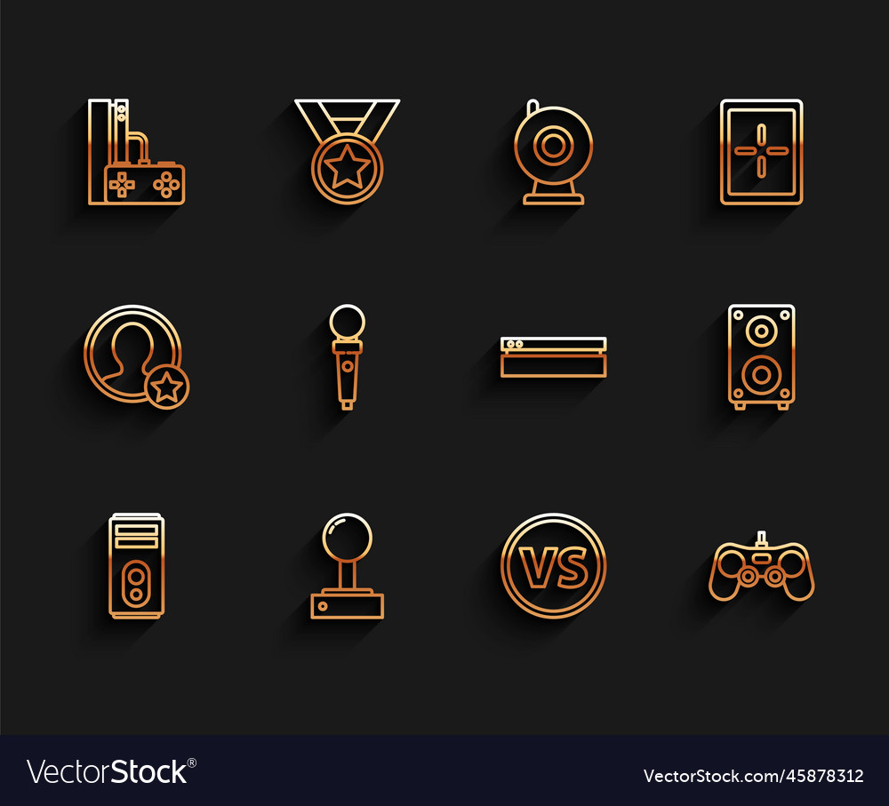Set line computer joystick for arcade machine vector image Set line computer joystick for arcade machine