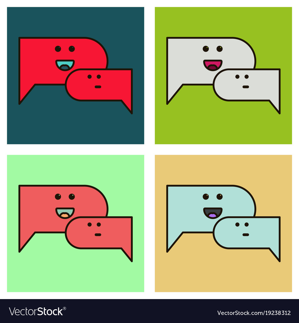 Set of flat chat icon with dialog clouds