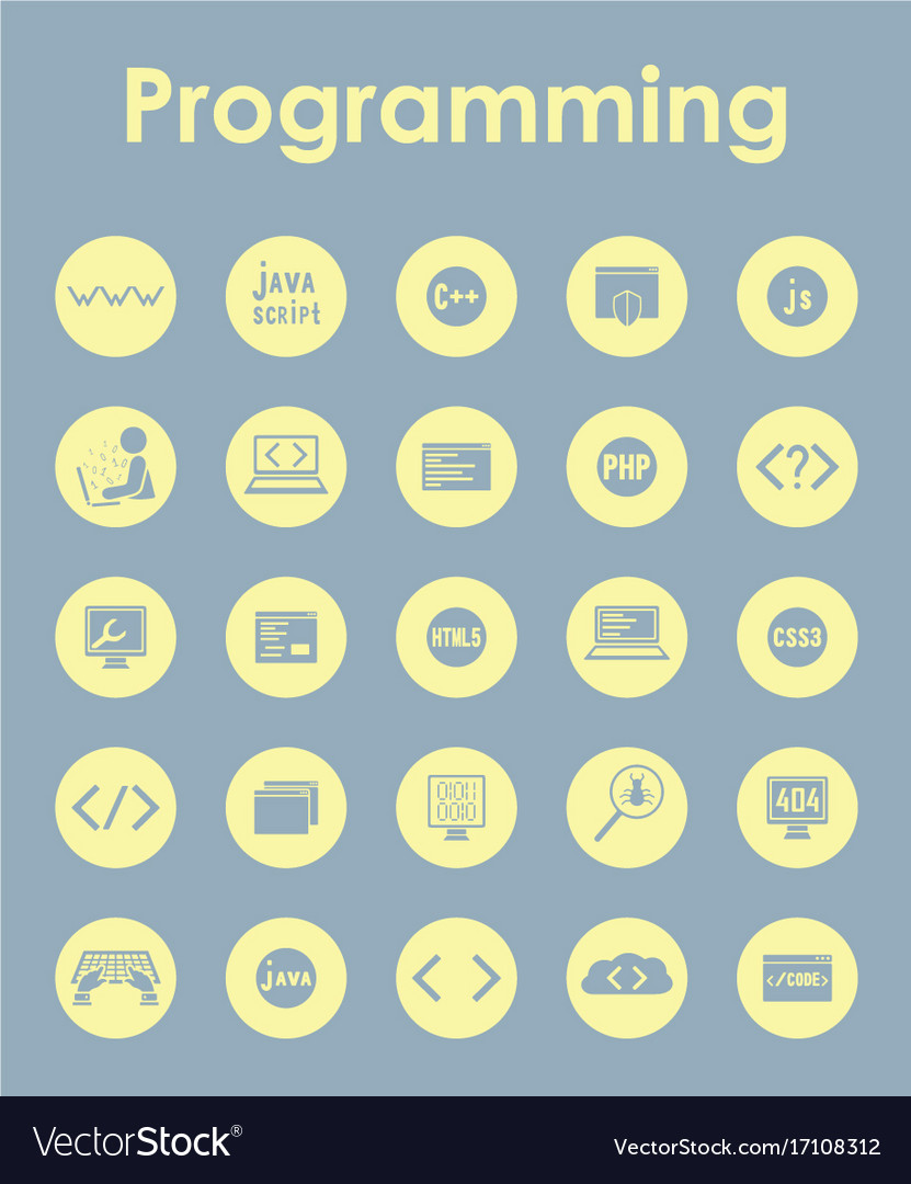 Set of programming simple icons