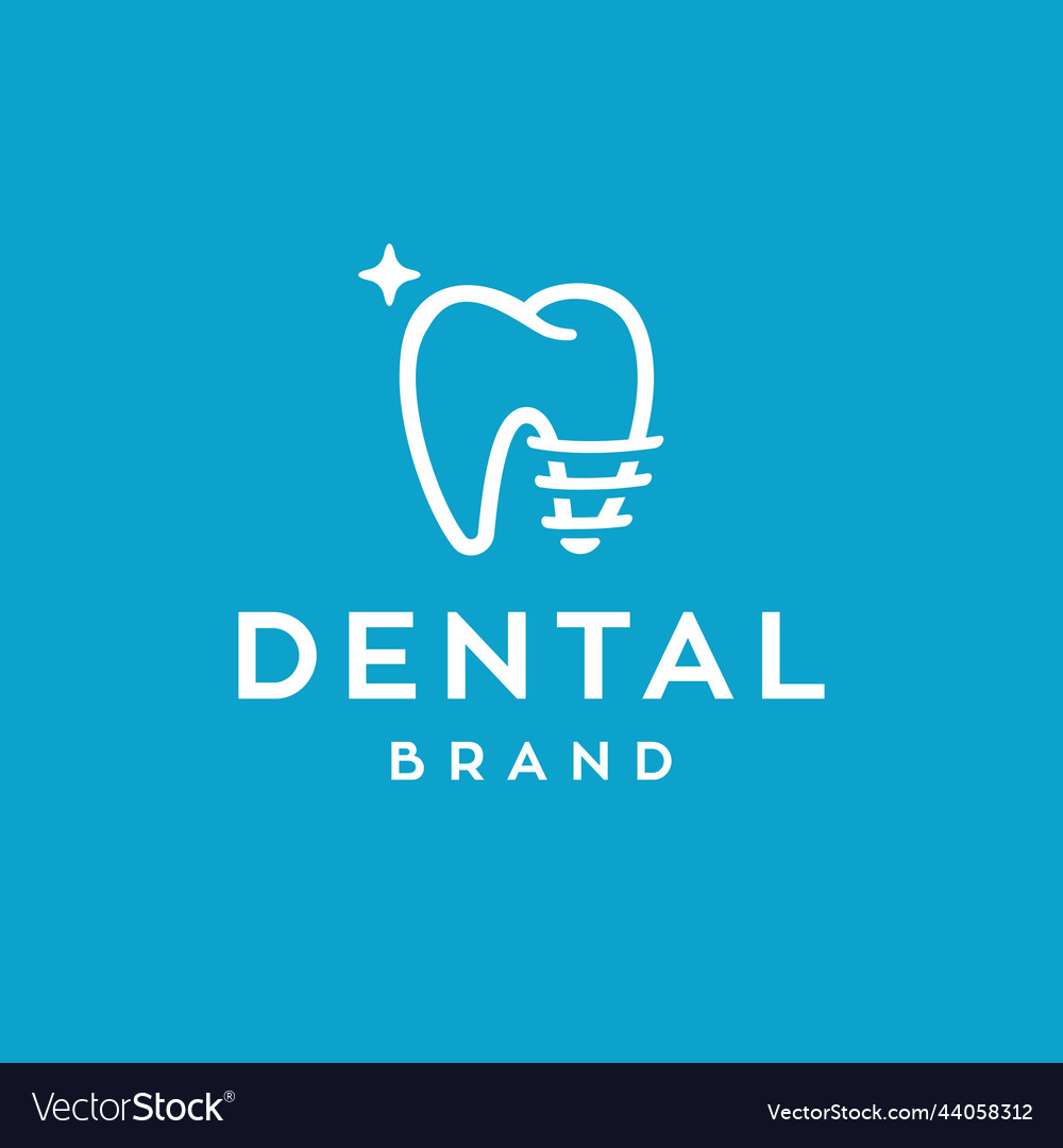 Tooth repair logo dental care implant Royalty Free Vector