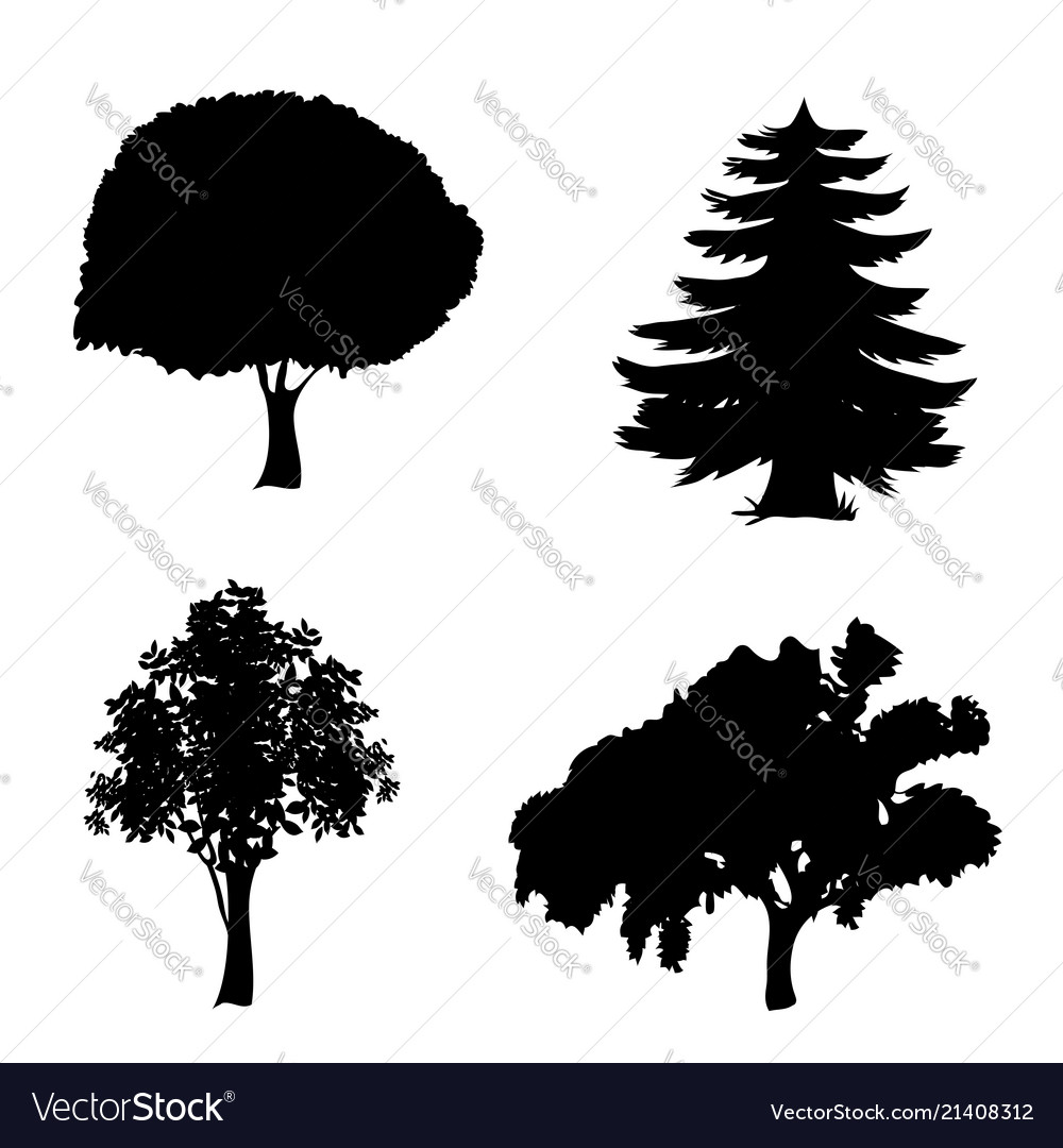 Tree Icon Set - Black Silhouettes