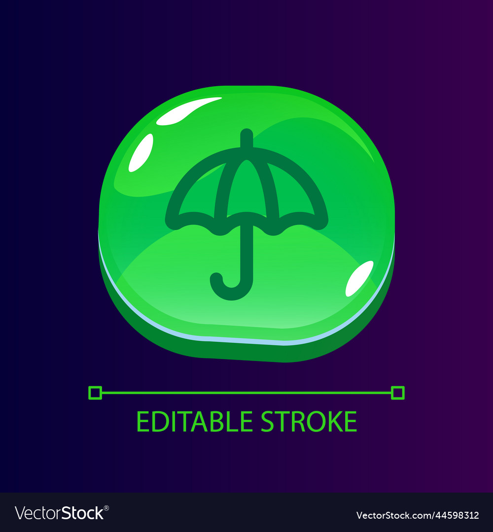 Umbrella glossy ui button with linear icon Vector Image Umbrella glossy ui button with linear icon