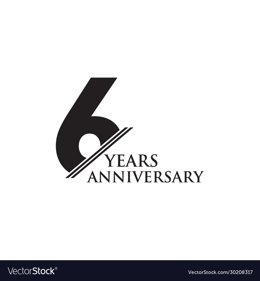 6th year anniversary emblem logo design template