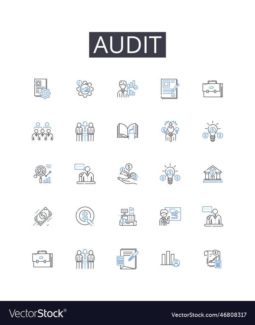 Audit line icons collection checkup verification Vector Image