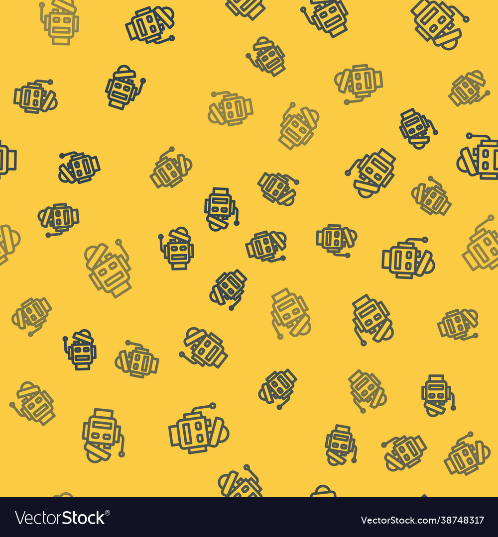 Blue line robot icon isolated seamless pattern vector image Blue line robot icon isolated seamless pattern