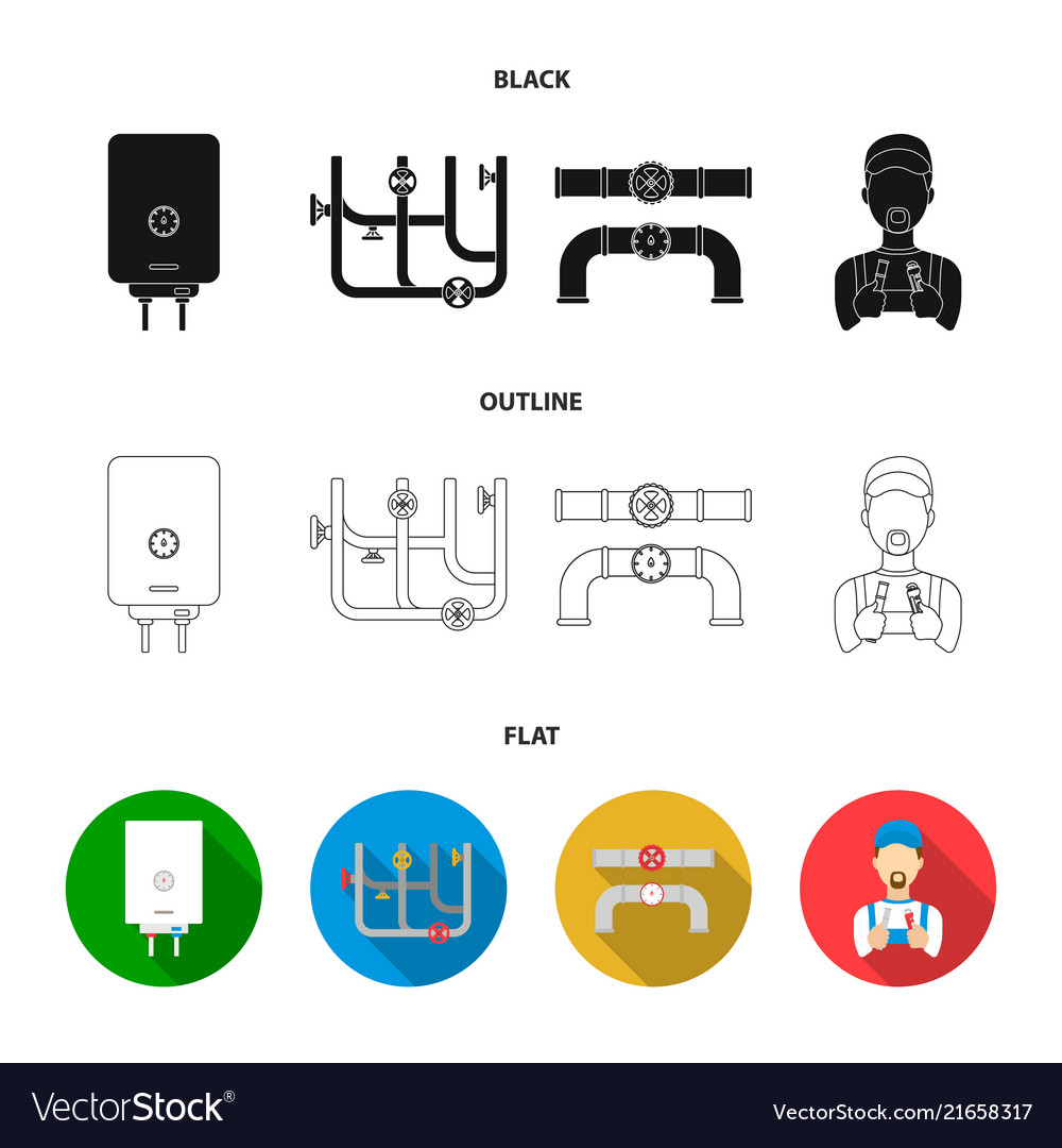 Boiler plumber ventils and pipesplumbing set