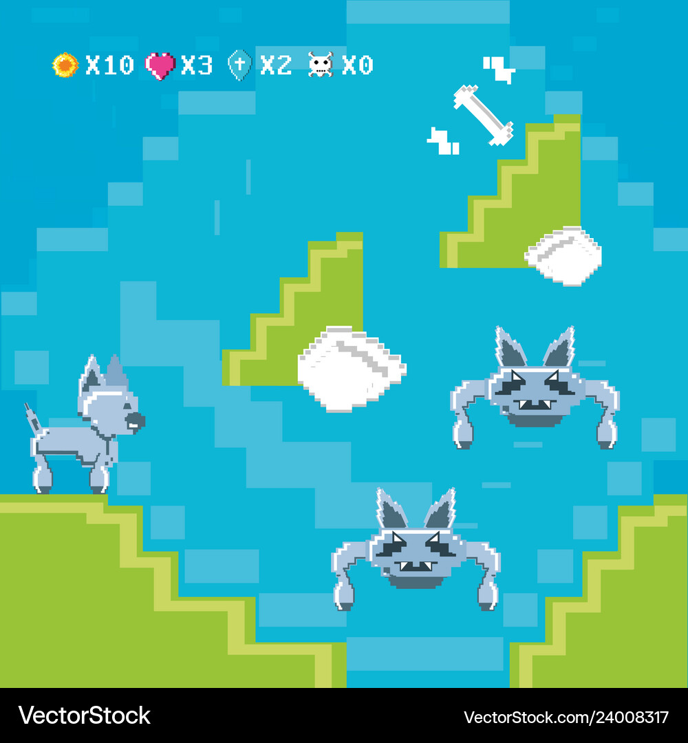 Classic video game scene Royalty Free Vector Image