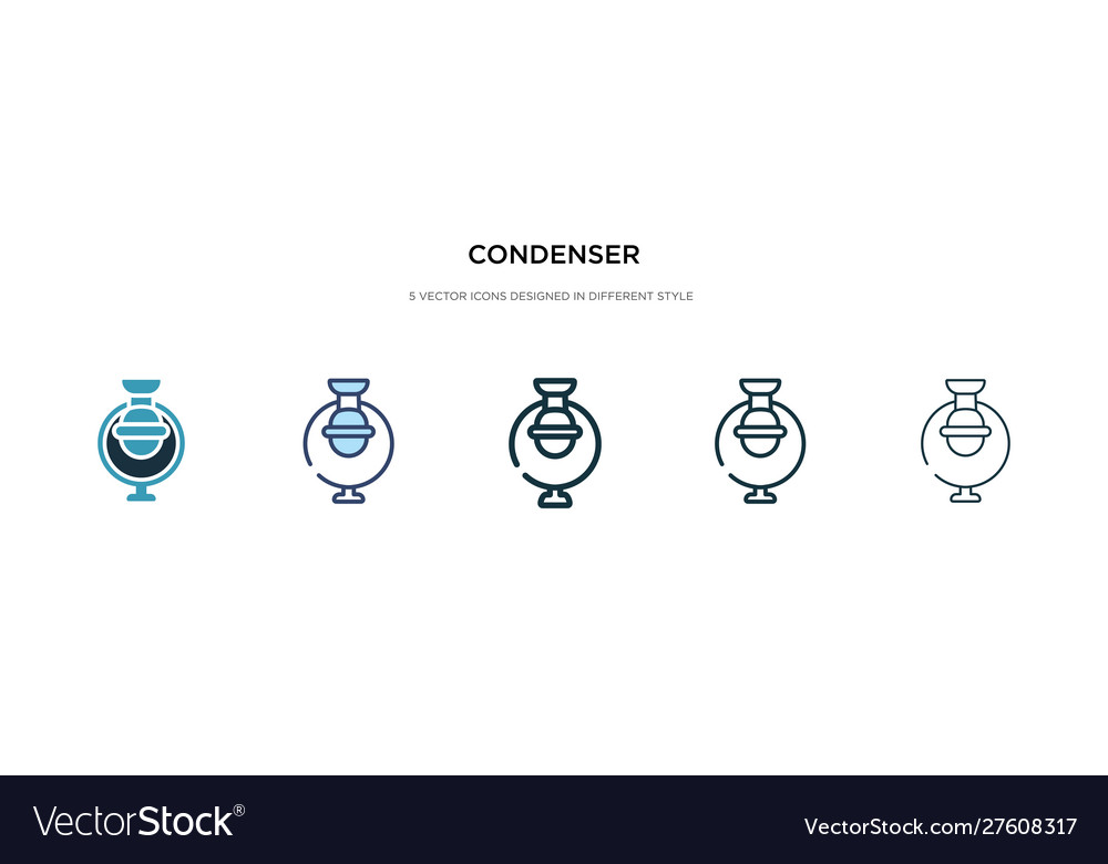 Condenser icon in different style two colored